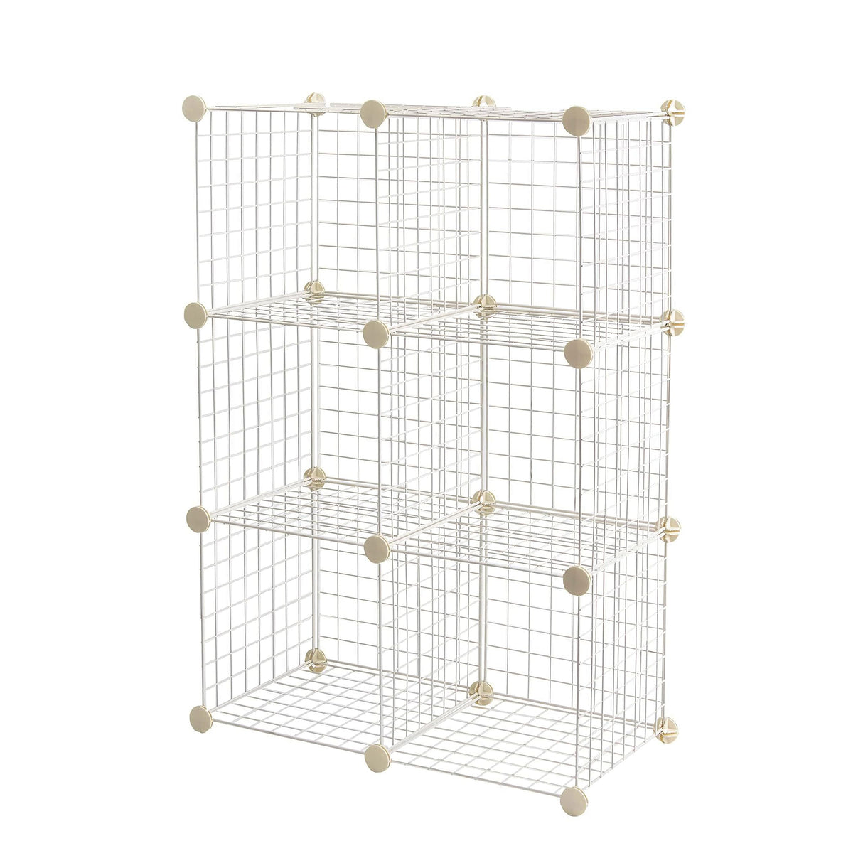 Amazon Basics 6 Cube Wire Grid Stackable Storage Shelves, 12.6 x 26 x 38 inches, White Amazon Basics