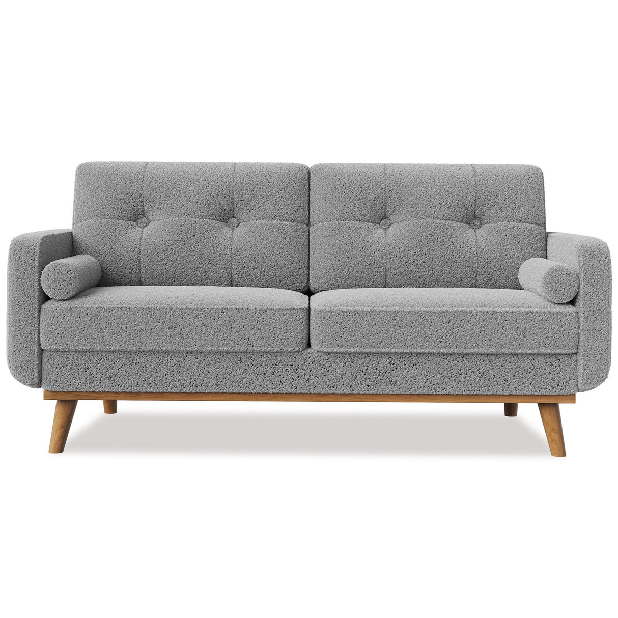 GarveeHome 65 in Loveseat Sofa, Mid Century Modern Couch Comfy Love Seat Couches for Living Room, 2 Seater Deep Seat Couch Teddy Fleece Boucle Upholstered Couches for Bedroom Office Small Space, Grey GarveeHome