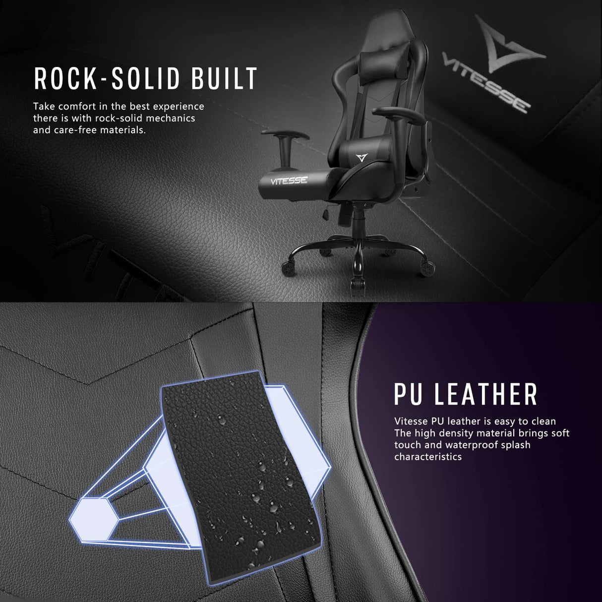 Black Gaming Chair for Kids&Teens High Back Gamer Chair Ergonomic Racing Chair with Comfortable Lumbar Support and Headrest Computer Desk Chair with Height Adjustable Swivel Office Chair(Black) WoodArtSupply