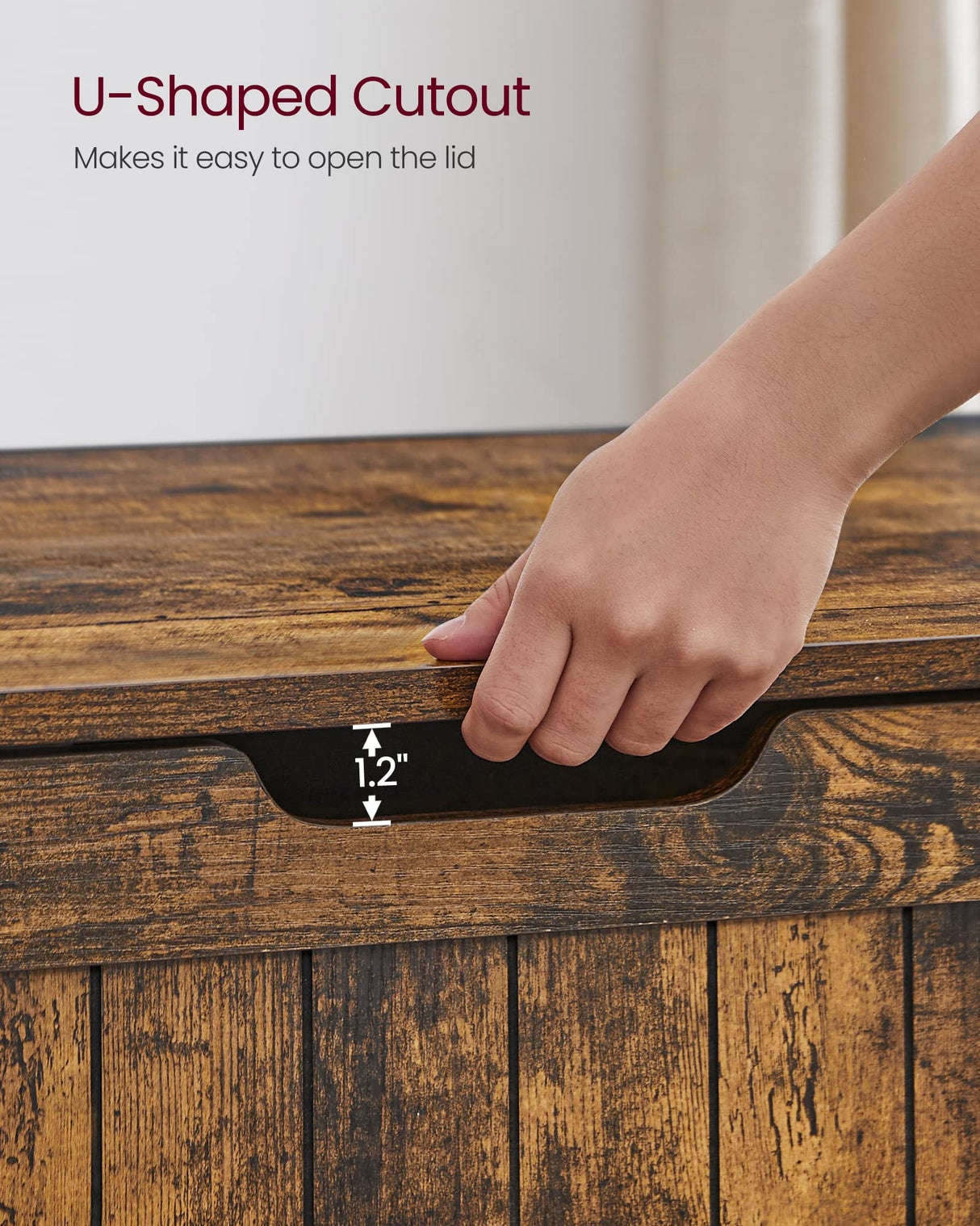 VASAGLE Storage Chest, 29.9 Inches Width Storage Bench, Entryway Bench with 2 Safety Hinges, Shoe Bench, Farmhouse Style, for Entryway, Bedroom, Living Room, Rustic Brown ULHS011T01 VASAGLE