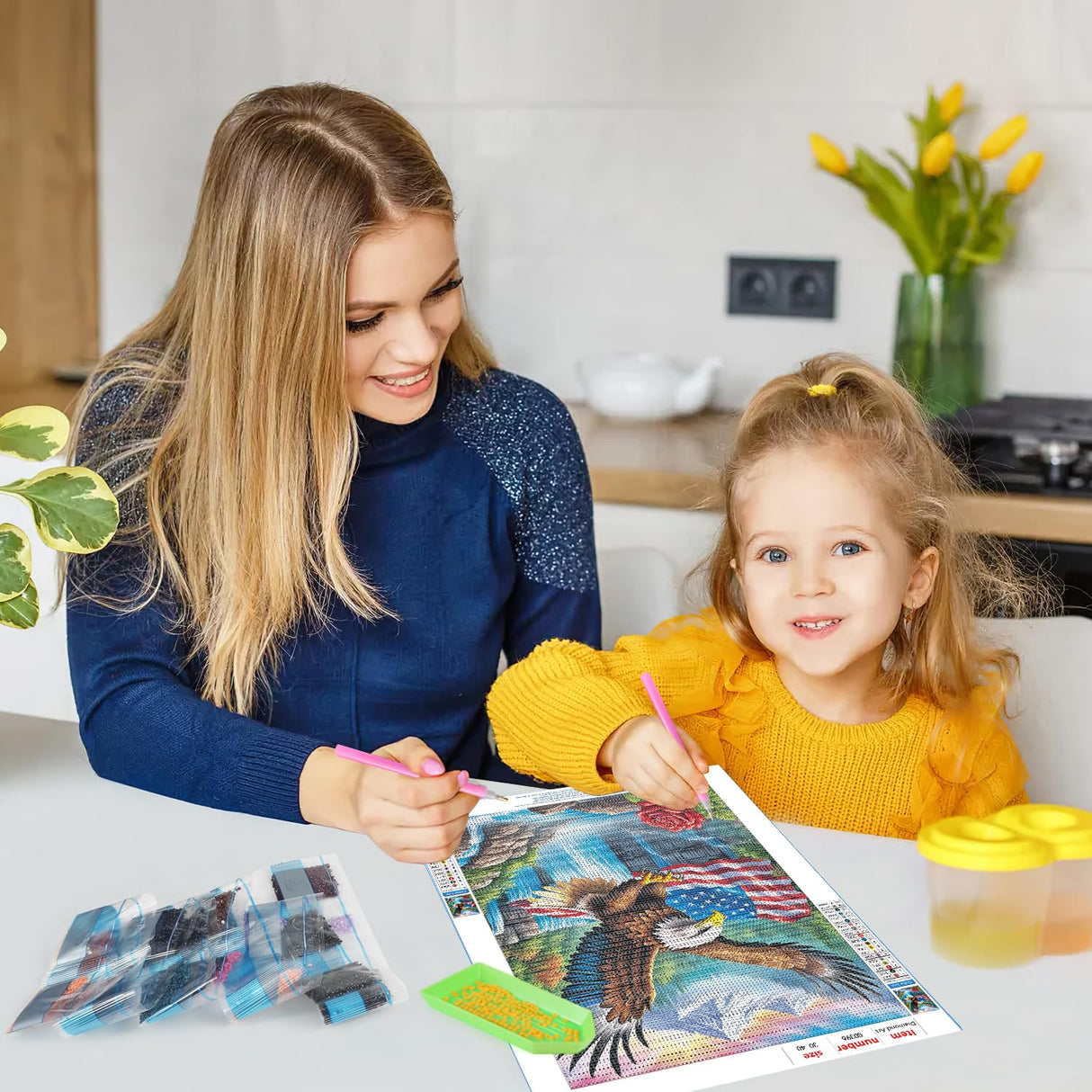 GDYEEH DIY 5D Eagle Diamond Art Kits, Round Full Drill Waterfall Mountain Diamond Painting Picture, Fantasy Painting by Numbers Art Kits for Adults Beginners Home Wall Decor 12x16 inch GDYEEH