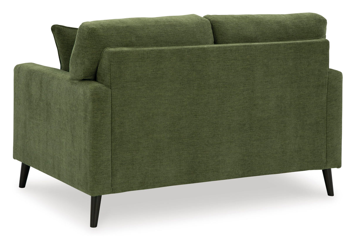 Signature Design by Ashley Bixler Mid-Century Modern Tufted Loveseat with 2 Toss Pillows, Green Signature Design by Ashley