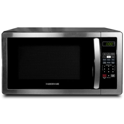 Farberware FMO11AHTBKBD1 Countertop 1000 Watts Microwave Oven with LED Lighting and Child Lock-Perfect for Apartments and Dorms-Easy Clean, 1.1 Cu. Ft, Stainless Steel