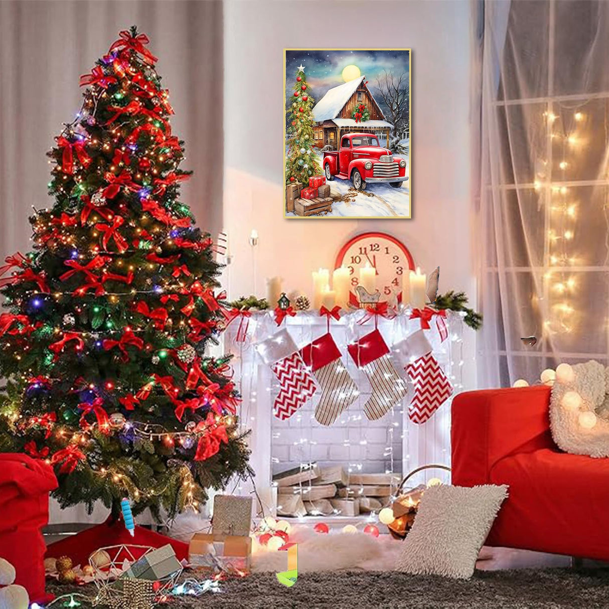 WEMEON Christmas Paint by Numbers Kit for Adults- Red Truck Adult Paint by Number Kits on Canvas Arts Crafts for Adults(16 x 20 Inch) WEMEON