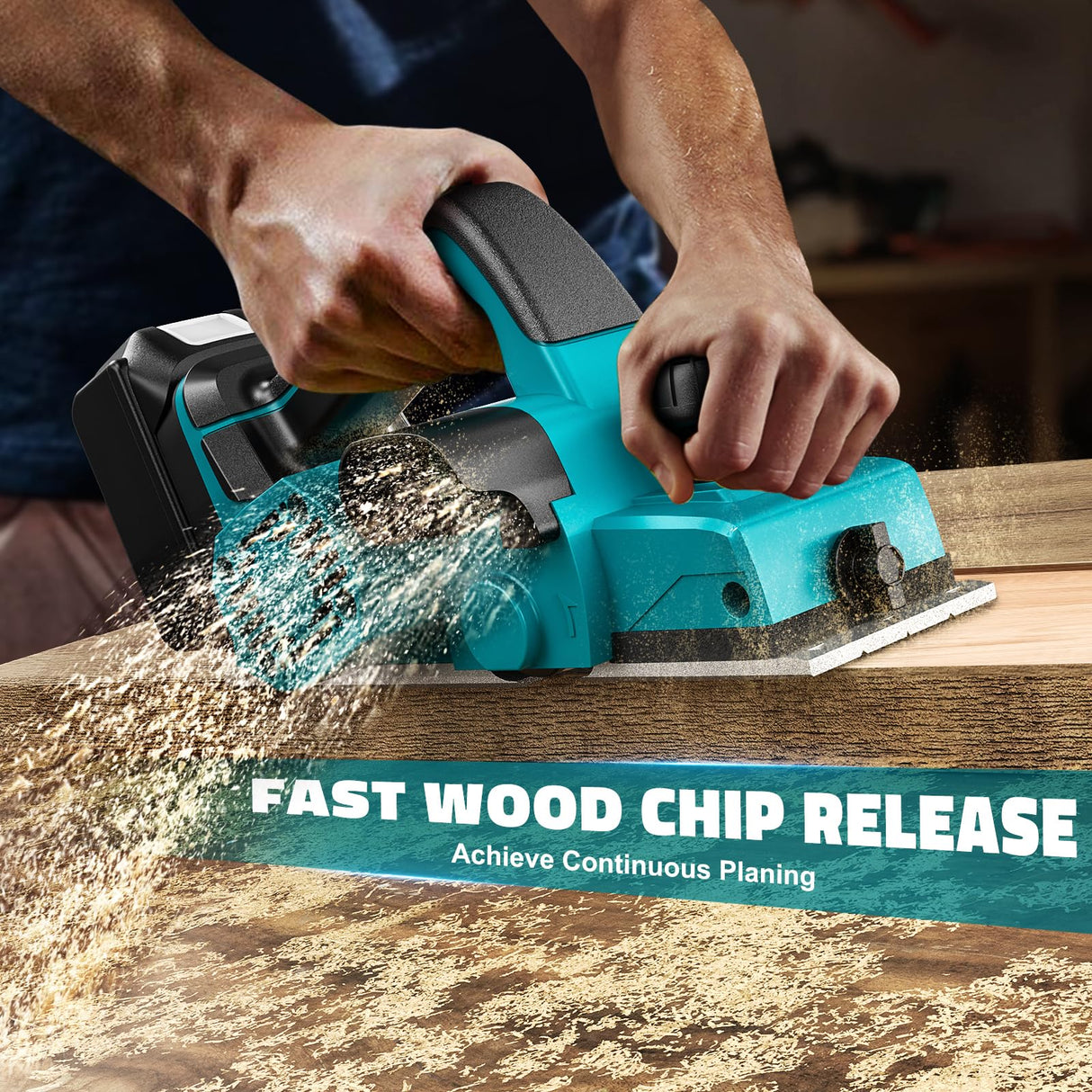 Cordless Electric Hand Planer: 3-1/4-Inch Handheld Planer for Makita 18V Battery (No Battery) - 15000 RPM Power Wood Planer for Woodworking, Carpentry, and Home DIY - Includes Blades and Edge Guide MtiolHig
