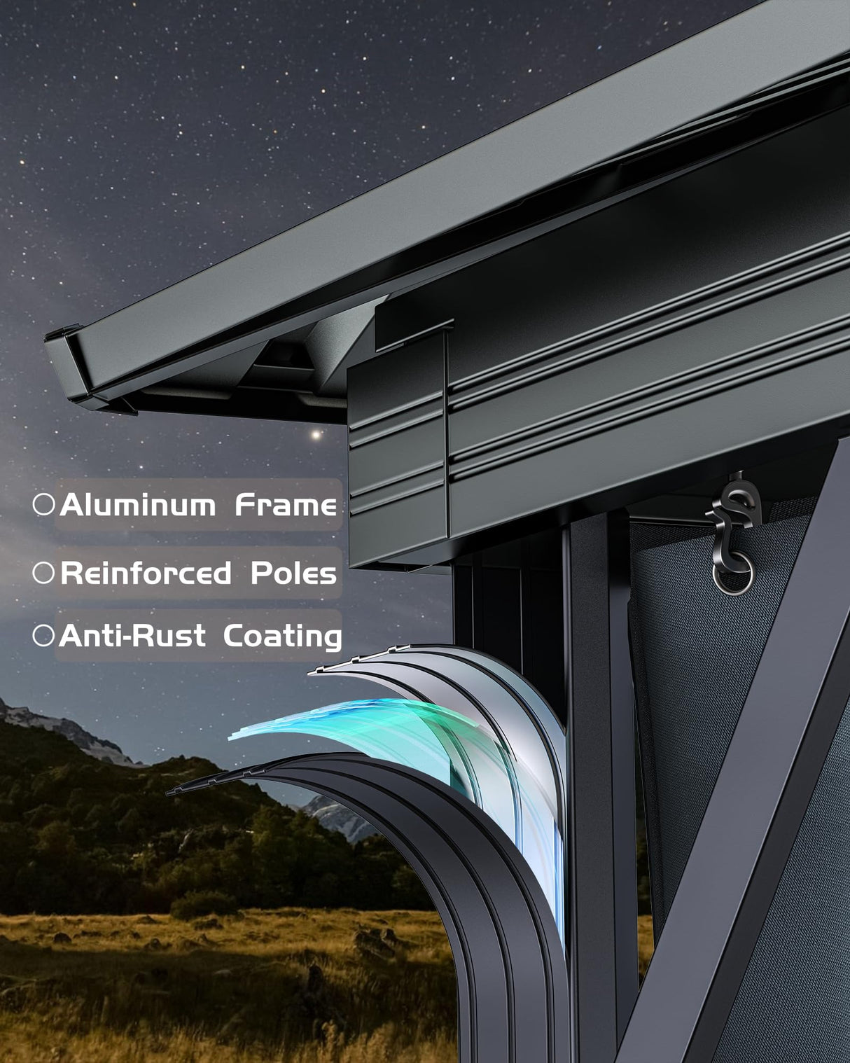 Hardtop Gazebo 12'x12' for All Weather, with Double Metal Roof, Aluminum Alloy Frame, and Net and Curtain, Permanent Building of Backyard Luxury for Patio, Deck, Backyard, Lawn, and Garden, Gray GAOMON