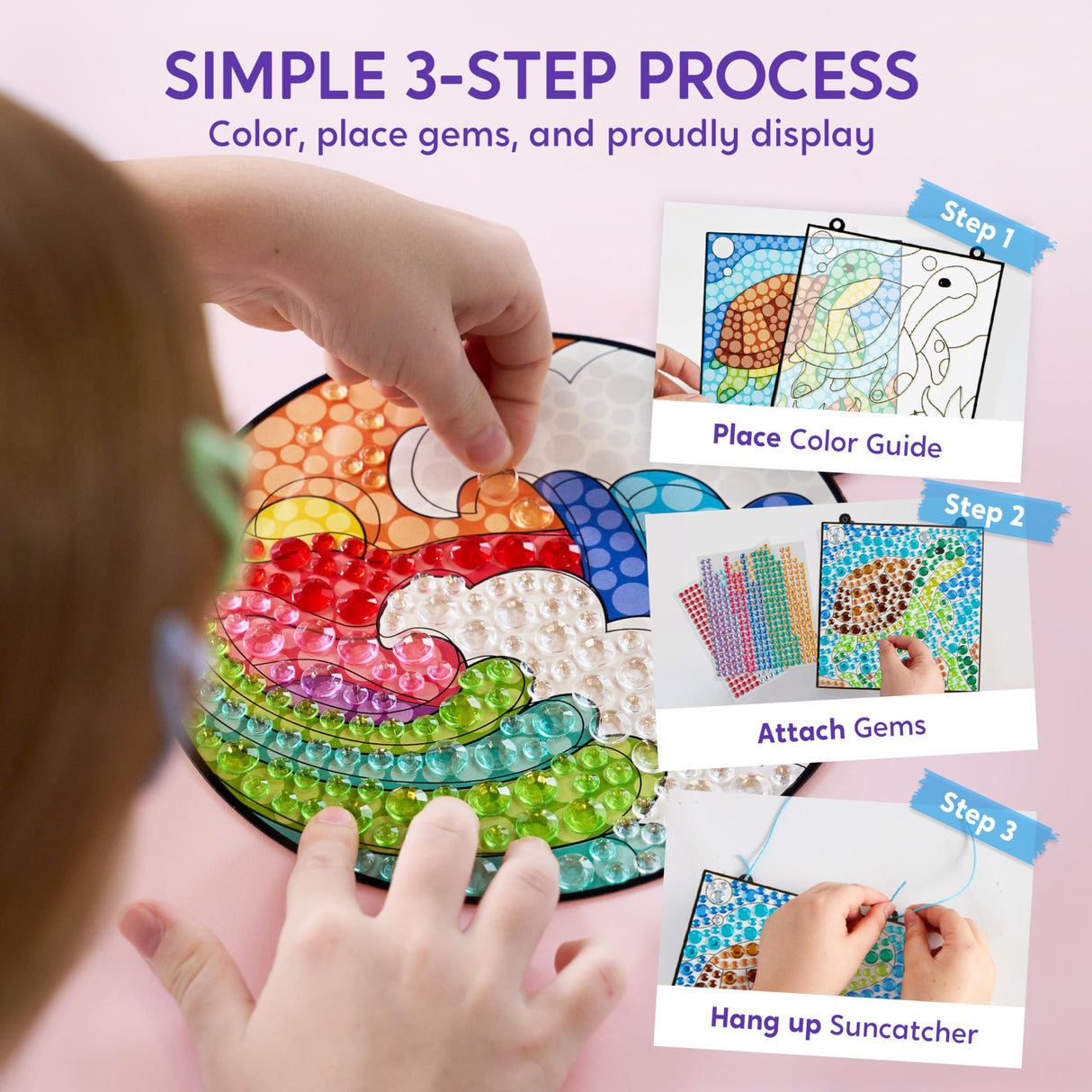 Klever Kits Diamond Art Kits for Kids, 4PCS Gem Painting Kit, Window Art Suncatchers Mosaic Kits Crafts for Girls Boy Birthday Gifts Toys Age 6+ Klever Kits