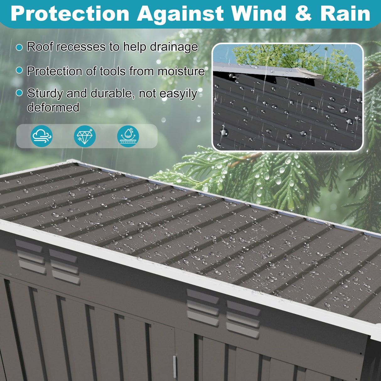 Lyngins 5X3 FT Outdoor Metal Storage Shed, Tool Shed with Pitched Roof and Lockable Door, Compact Garden Shed for Backyard Garden Patio Lawn, Gray Lyngins