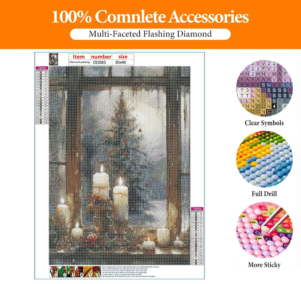 DAZZLEDOTS Diamond Art Kits for Adults, Christmas Diamond Painting Kits for Beginner Candle DIY 5D Full Drill Diamond Dots Crafts for Home Wall Decor Gifts 12x16 Inch DAZZLEDOTS