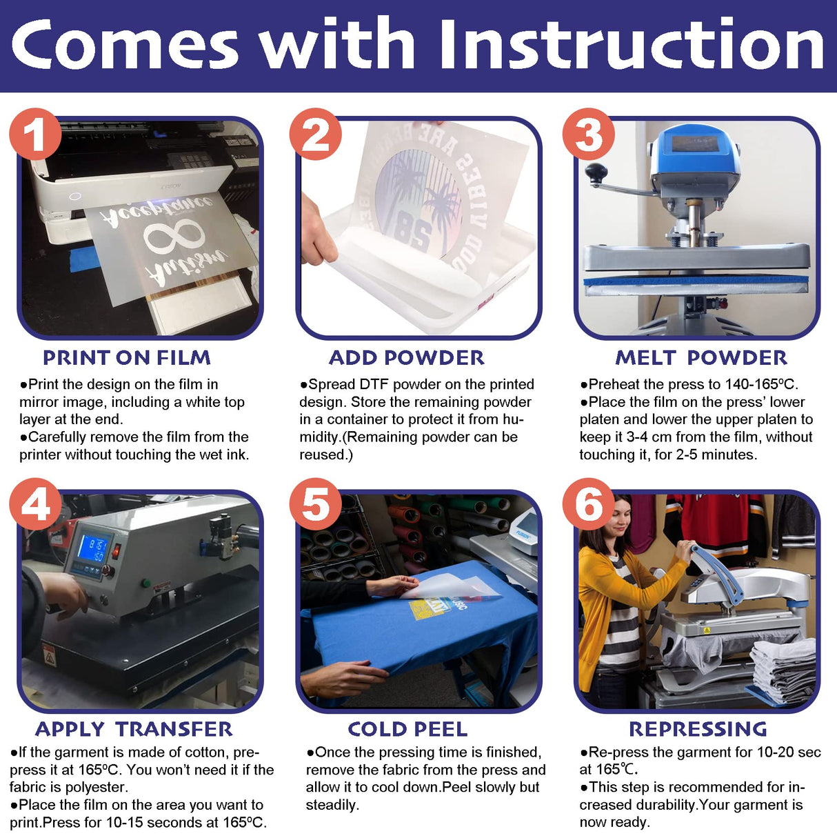 DTF Transfer Film(8.3" x 11.7")20 Sheets PET Direct to Film Heat Transfer Paper for All DTF&DTG Printer,Matte DTF Film for Sublimation Black White Light Dark Fabric T-Shirt Agromusk