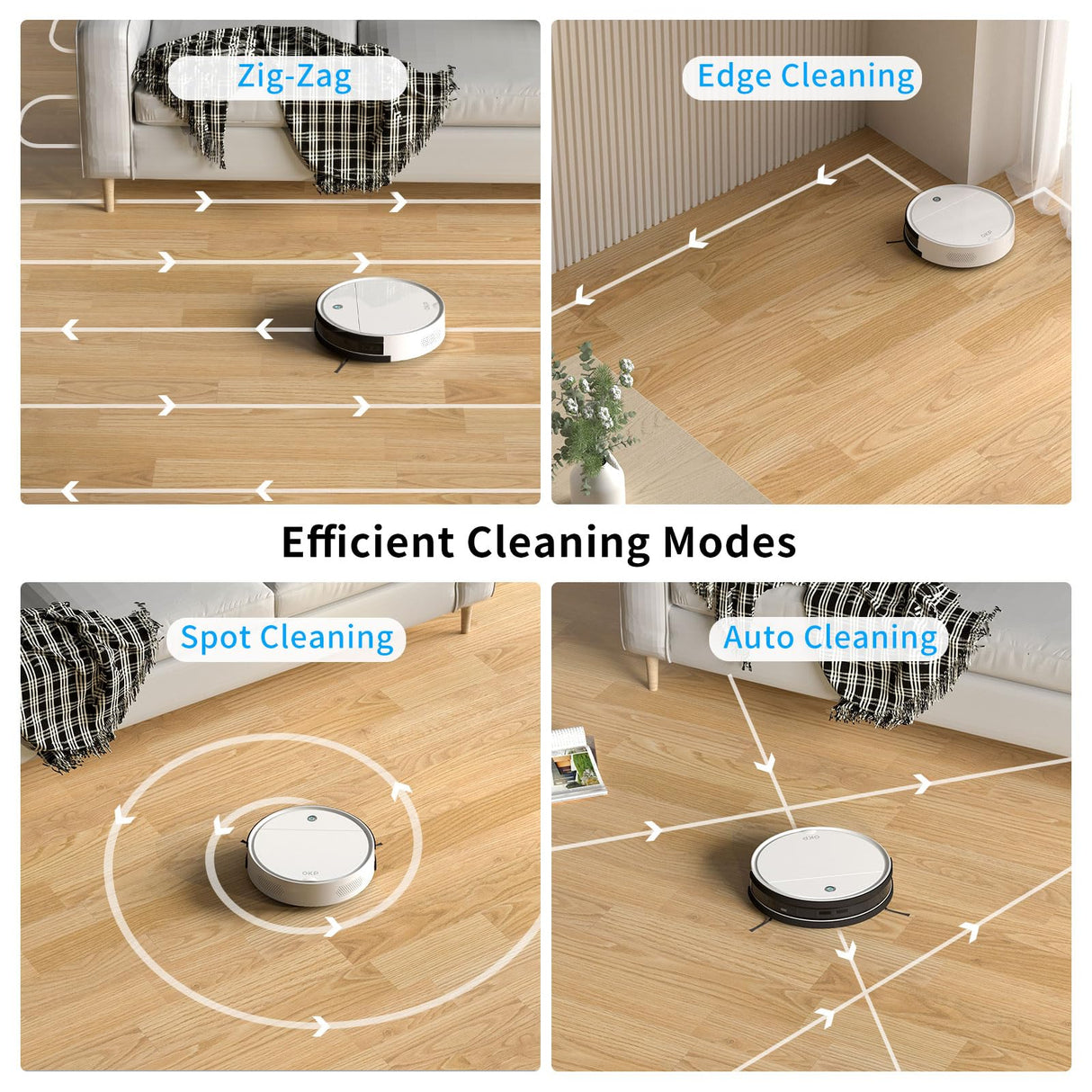 OKP Robot Vacuum Cleaner 2500Pa, 120 Min Runtime, Robotic Vacuum Cleaner with Schedule, WiFi/App/Alexa, Self-Charging, Slim Design, Quiet, Perfect for Hard Floors, Pet Hair, Carpets, K5 OKP