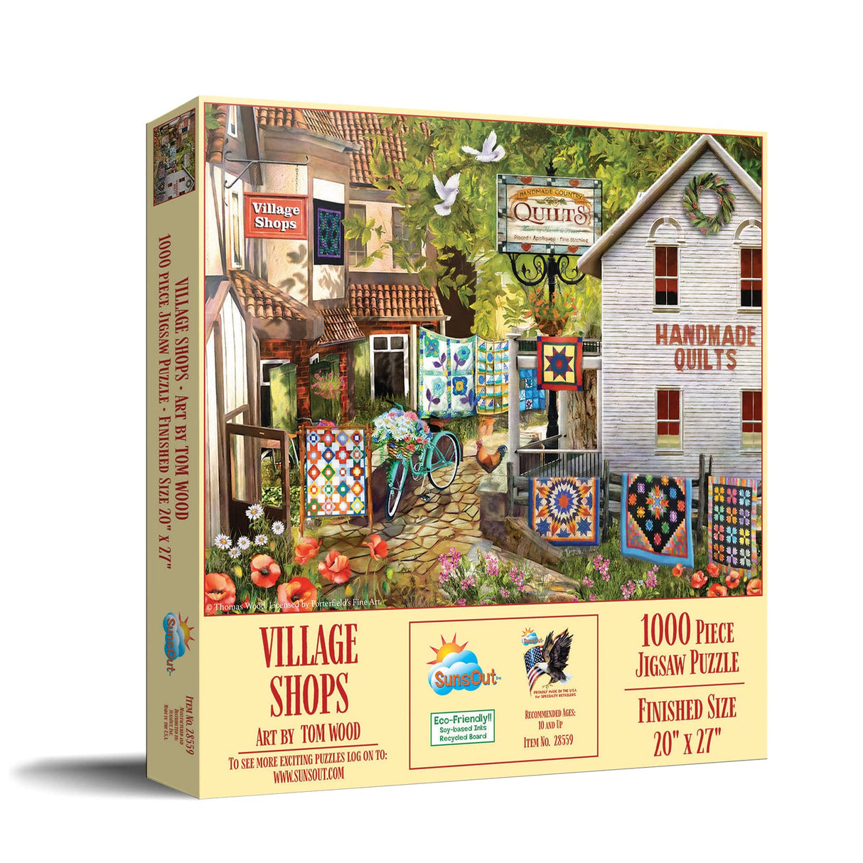 SUNSOUT INC - Village Shops - 1000 pc Jigsaw Puzzle by Artist: Tom Wood - Finished Size 20" x 27" - MPN# 28559 SunsOut