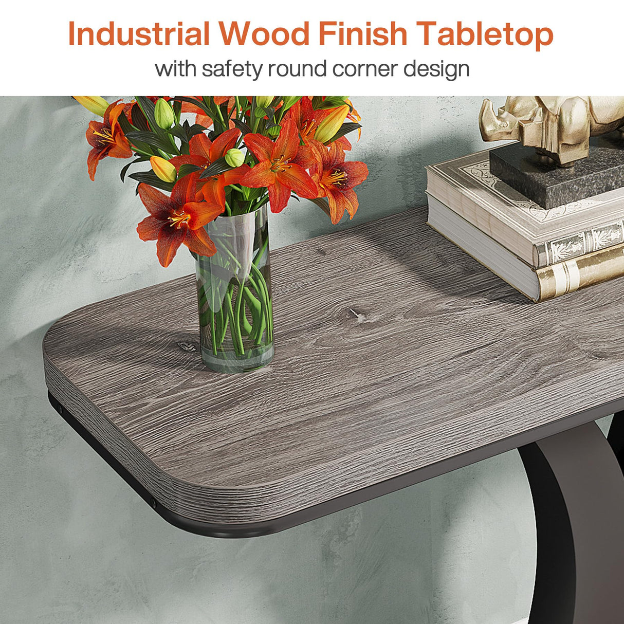LITTLE TREE Industrial Entryway Console Table, Compact Foyer Hallway Accent Table for Small Space LITTLE TREE