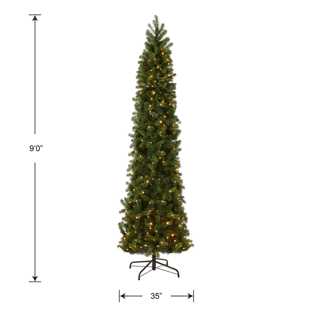 National Tree Company Pre-Lit 'Feel Real' Artificial Slim Downswept Christmas Tree, Green, Douglas Fir, Dual Color LED Lights, Includes PowerConnect and Stand, 9 feet National Tree Company