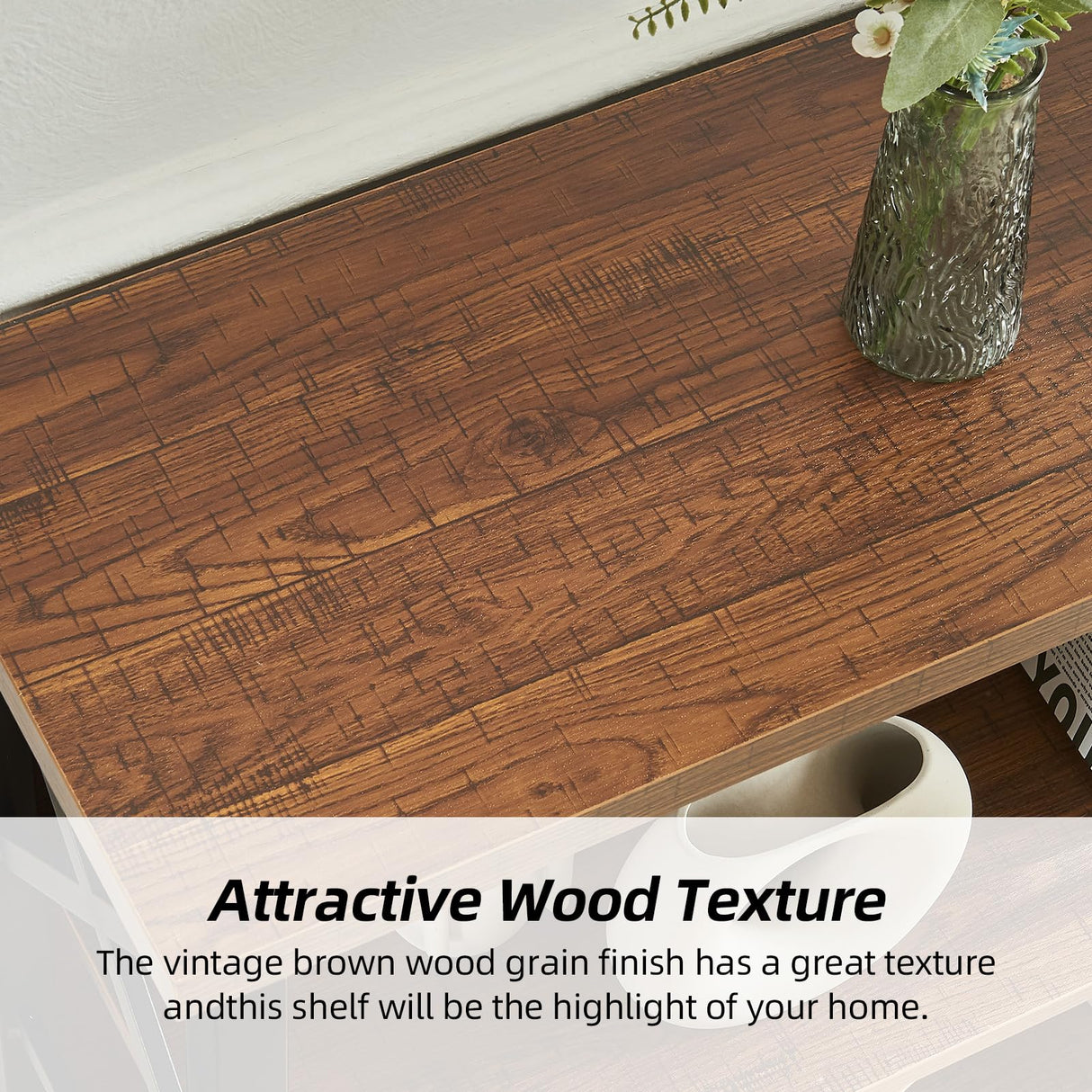 HOMBAZAAR Book Shelf,3 Tier Small Bookshelf with Metal Frame and Backboard,Rustic Brown Deep Bookcase with Engineered Wood Shelves,Short Shelf Bookcase for Living Room,Bedroom and Office HOMBAZAAR