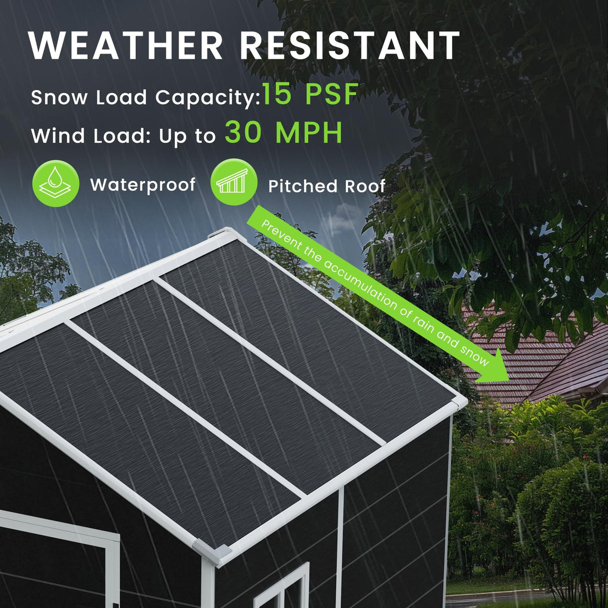 6x6 FT Plastic Shed, Resin Outdoor Storage Shed, Garden Tool Sheds Weatherproof for Store Patio Furniture, Garden Tools Bike Accessories, Beach Chairs and Lawn Mower, Black Anranni