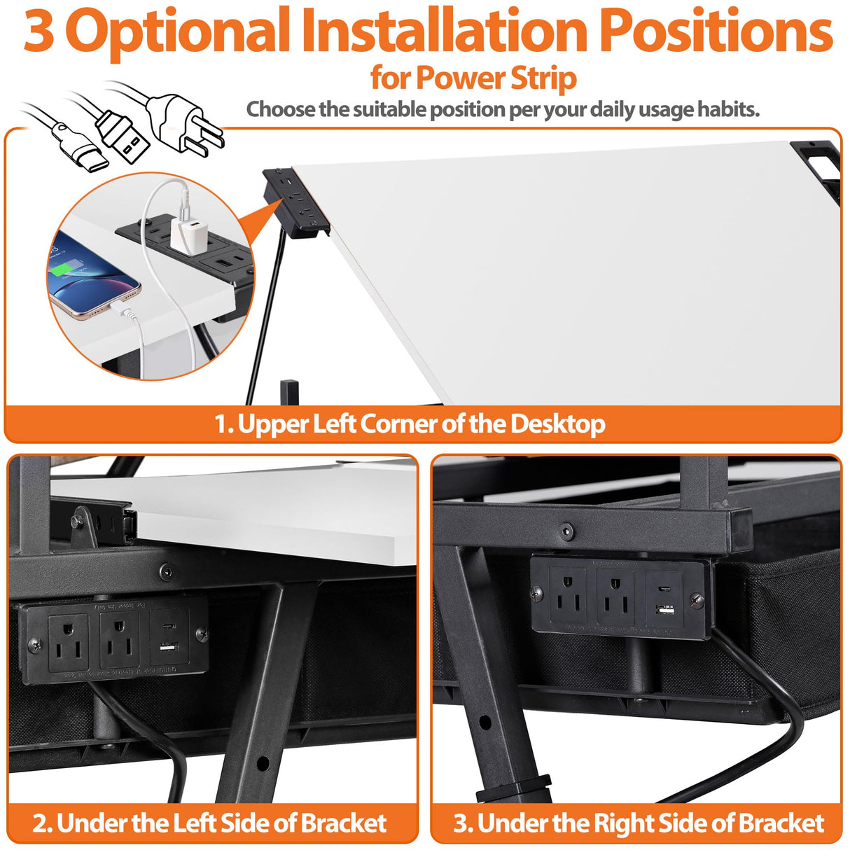 SUPER DEAL Adjustable Drafting Table Set with Charging Station, Tilting Drawing Desk Artist Desk with Stool Multifunctional Art Craft Workstation with 2 Storage Drawers, White SUPER DEAL