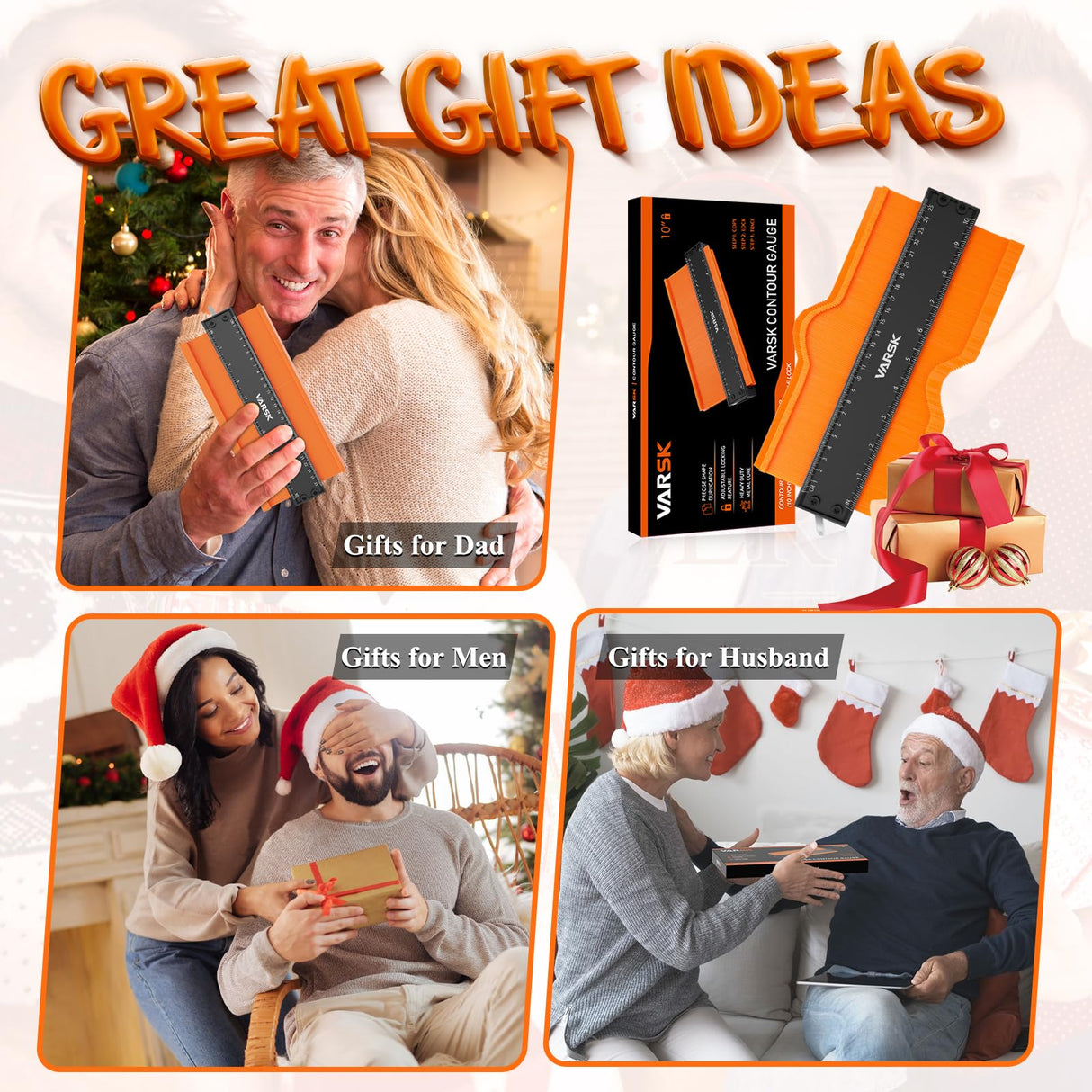 VARSK Contour Gauge Tool (10 inch) with Lock - Birthday Gifts for Men Dad Him, Cool Gadgets for Men, Irregular Shape Duplicator, Outline Edge Angle Measuring Tool for Woodworking Flooring VARSK