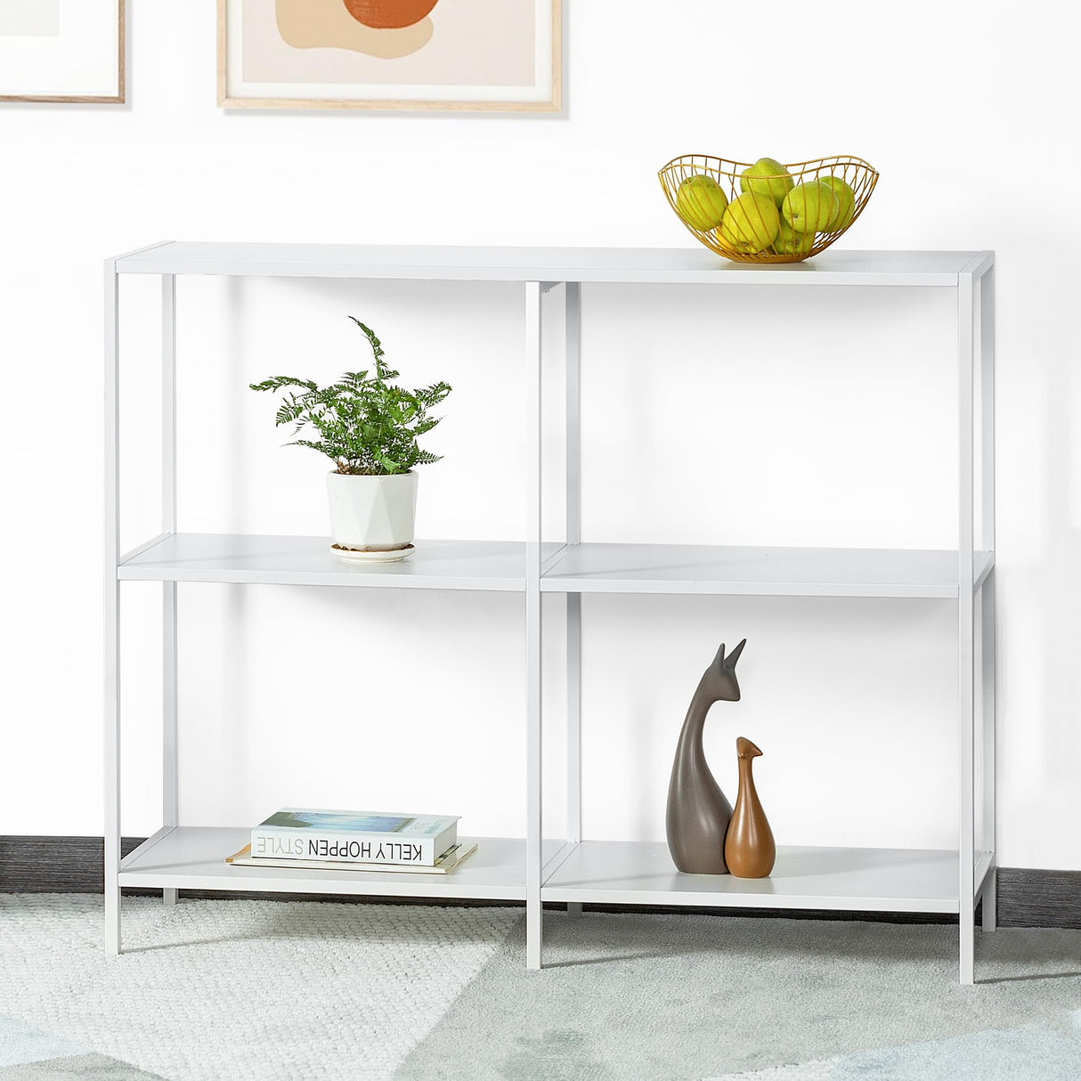 HDANI 39.4 Inches Metal Console Table with 3 Tier Storage Shelves,Sofa Table,Narrow Console Table,Modern Style,Suitable for Entryway Table Living Room,Bedroom,White HDANI