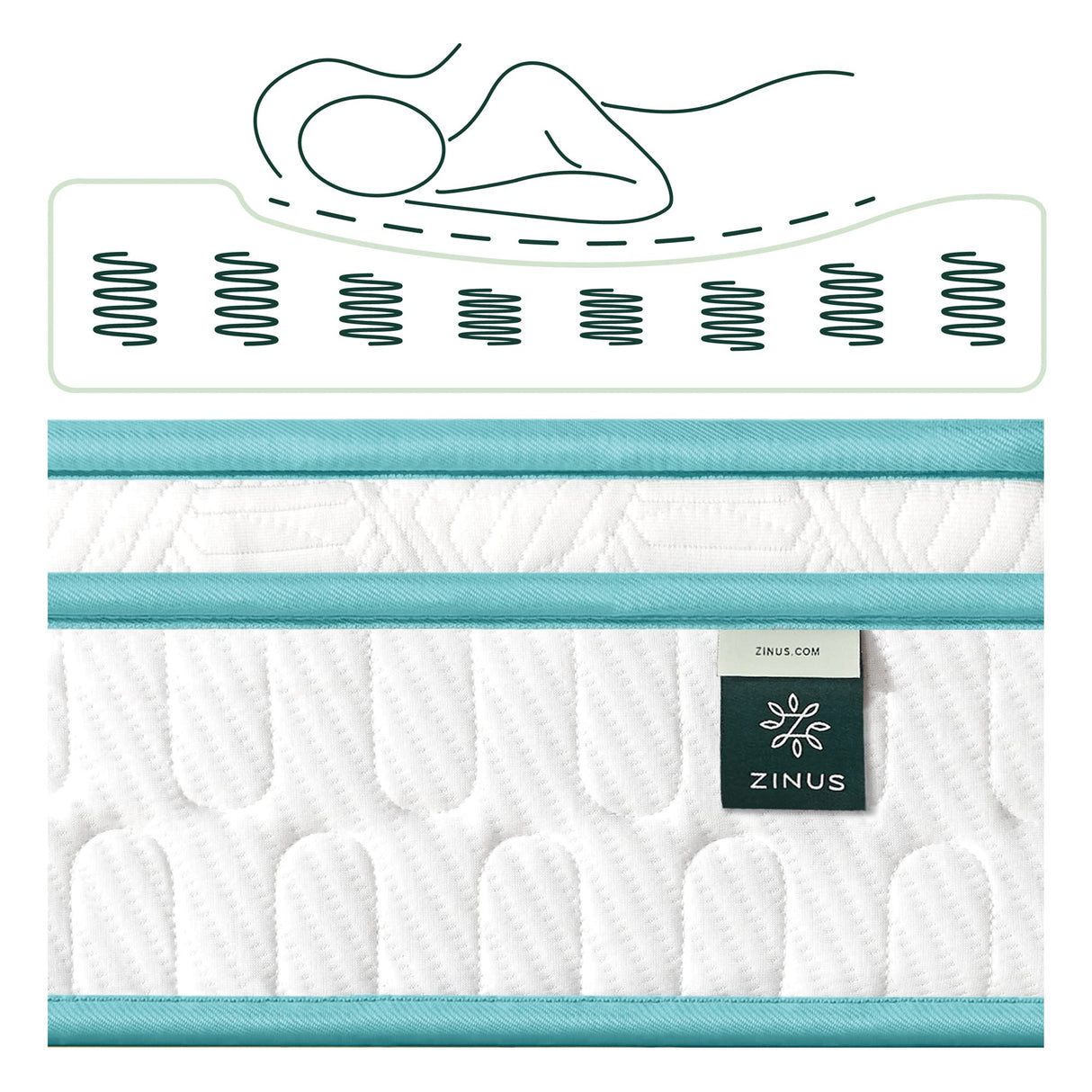 ZINUS 8 Inch Memory Foam Spring Hybrid Mattress, Queen, Euro Top Innerspring Mattress, Green Tea-Infused Foam, CertiPUR-US Certified, Mattress in A Box ZINUS