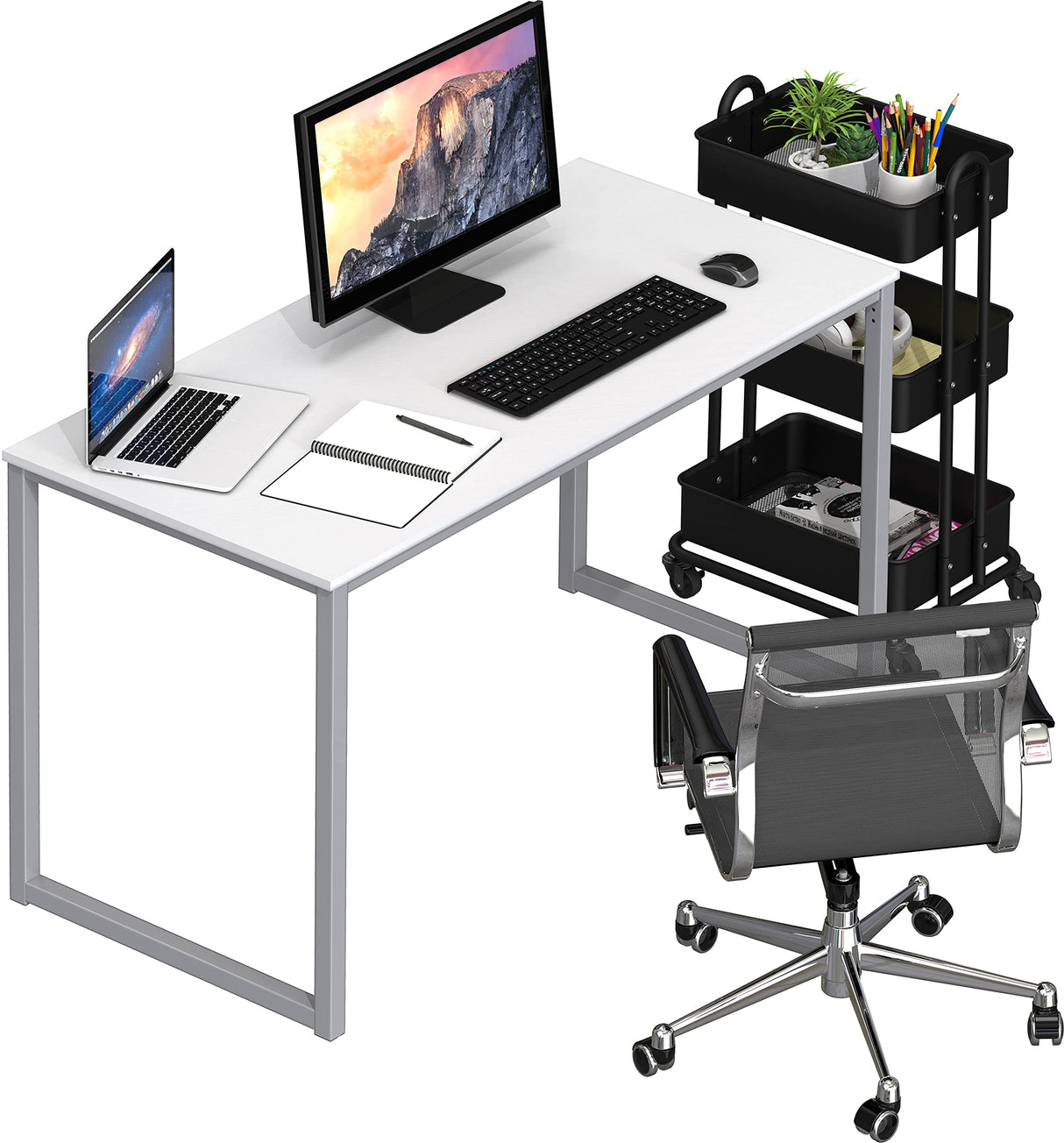 SHW Mission 40-Inch Home Office Computer Desk, White SHW