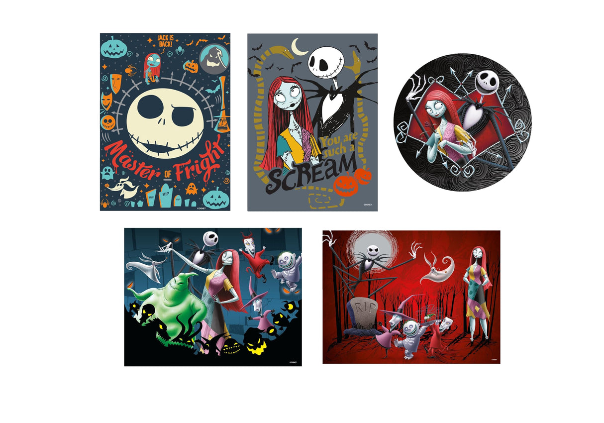Ceaco - 5 in 1 Multipack - Disney - Tim Burton's The Nightmare Before Christmas - (2) 300 Piece, (2) 500 Piece, (1) 750 Piece Jigsaw Puzzles Ceaco