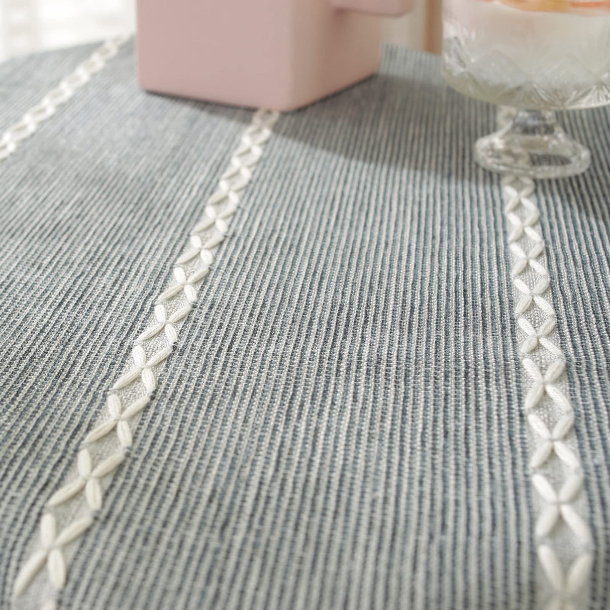 Hpxrom Rustic Small Round Tablecloth Grey Cotton Linen Large Doily Heavy Weight Burlap Table Cloth for Bedside Table Kitchen Dining Party Tabletop Decoration 24 Inch Hpxrom