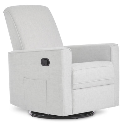 Evolur Raleigh Glider in Fog, Upholstered Plush Seating 360° Swivel Glider Rocking Chair, FSC Certified, Greenguard Gold & JPMA Certified Nursery Glider Recliner