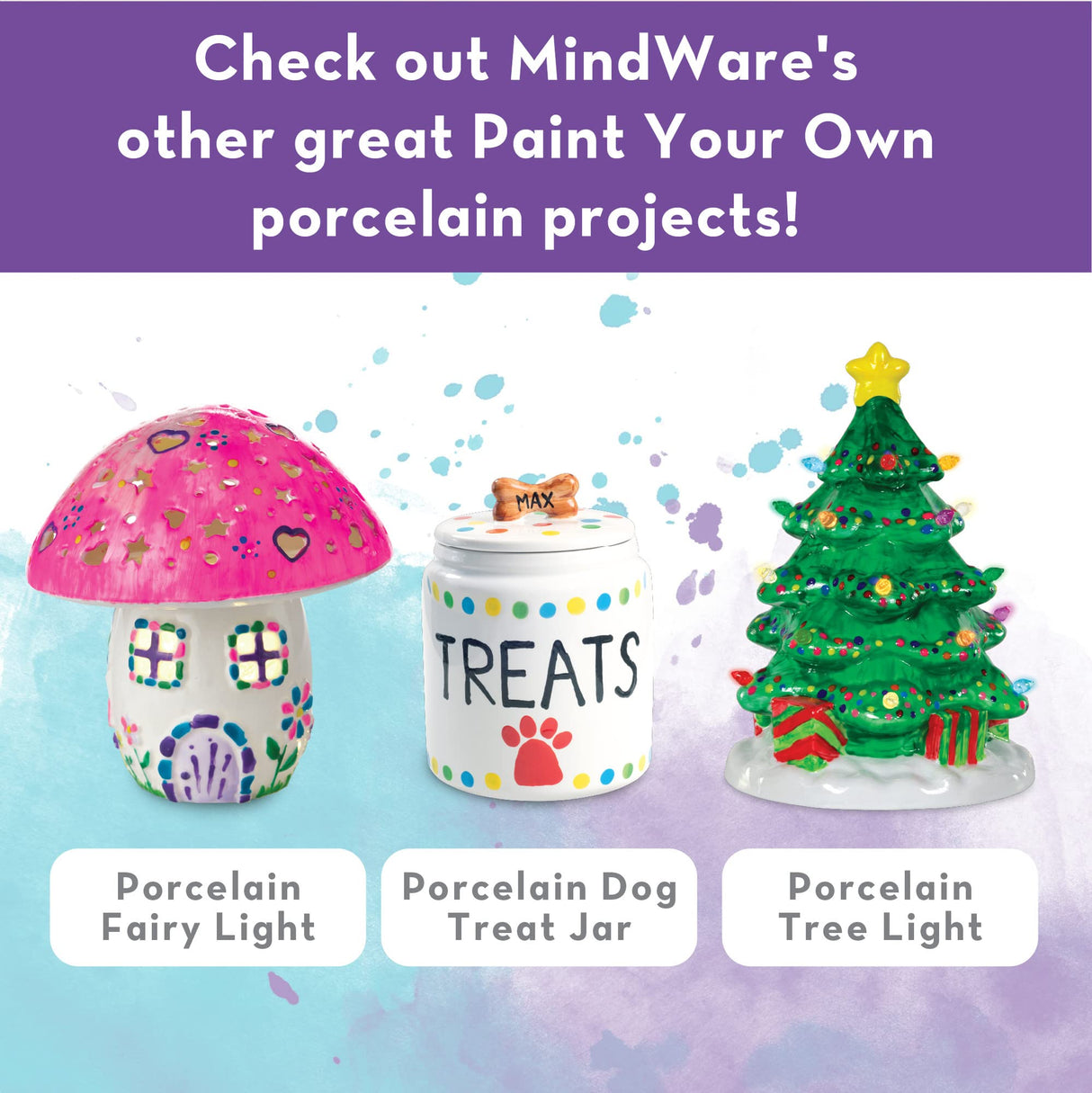 MindWare Paint Your Own Porcelain Plates - Kit Includes 2 Porcelain Plates, 12 Paints, 2 Paint Brushes, and 2 Stands MindWare