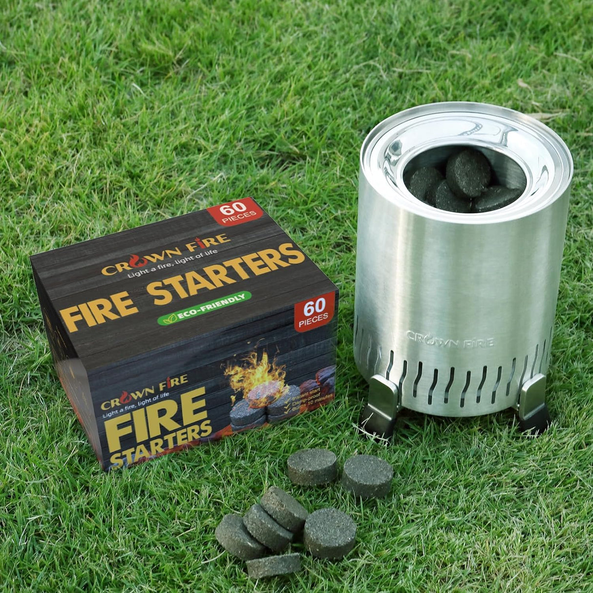 Fire Starters for Solo Stove Mesa, 60 Count Fire Starter, Fireplace Starter Great Accessories Tool for Grilling Camping Cooking Campfires and BBQ Light Fire Wood Charcoal and Sticks CROWN FIRE