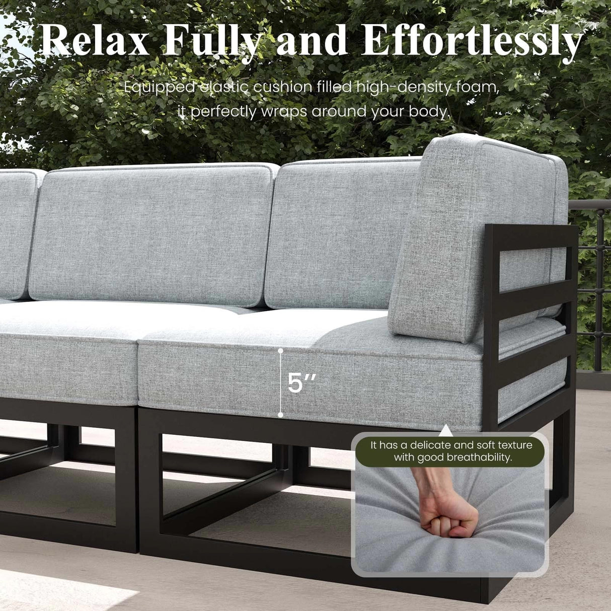 LayinSun Large Aluminum Patio Furniture Set with Fire Pit Table, 11 Pieces Modern Outdoor Conversation Set Sectional Metal Sofa Set with Olefin Cushion LayinSun