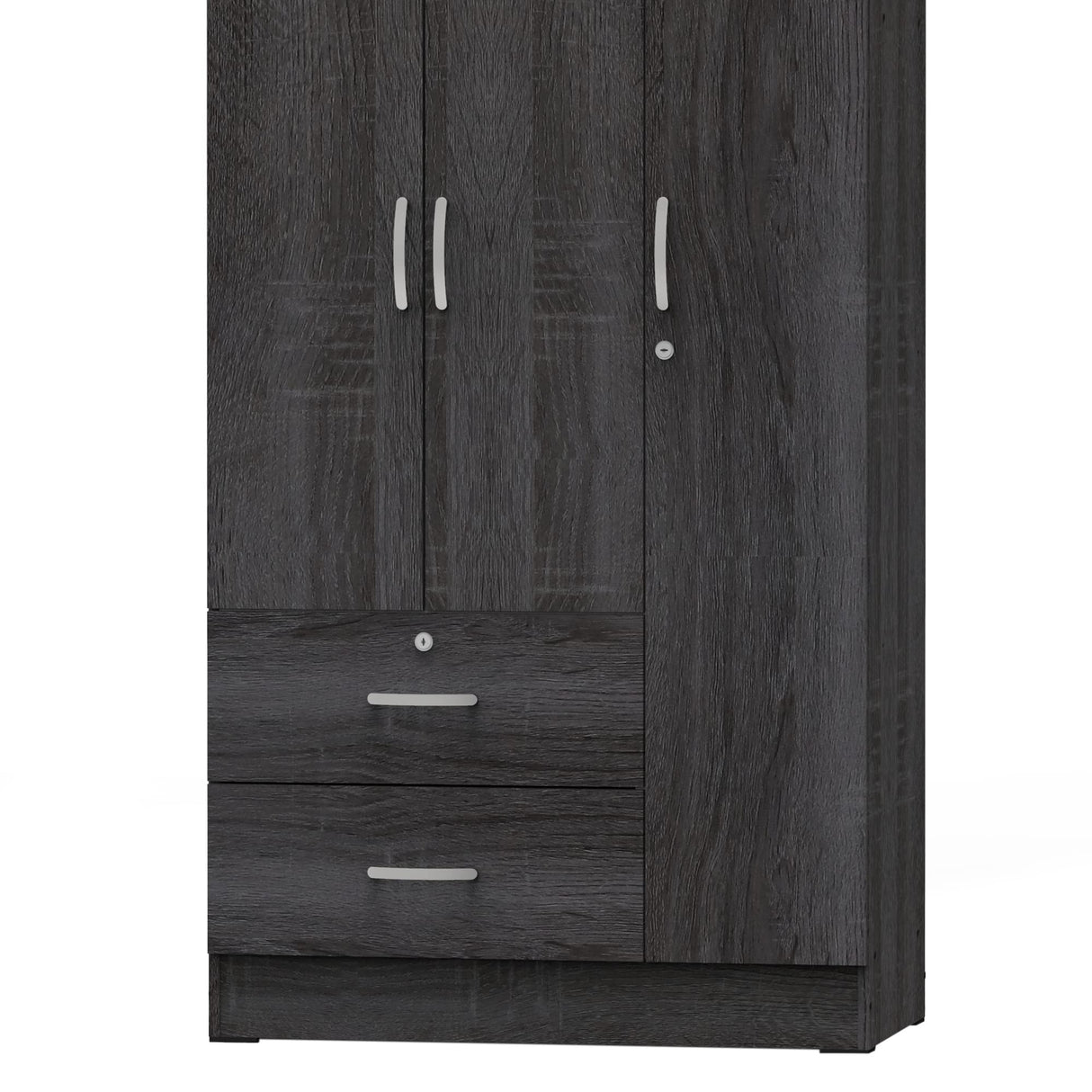 Better Home Products Symphony Wardrobe Armoire Closet with Two Drawers in Gray Better Home Products