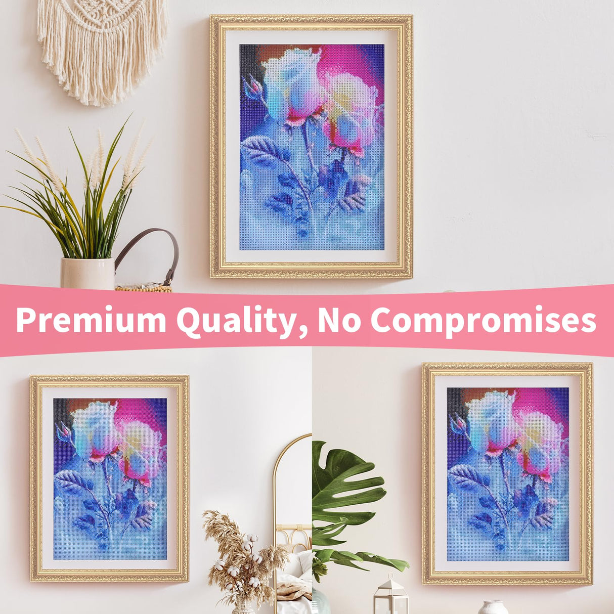 12"x16" Large Diamond Art Kit for Adults: Elegant Rose Flower Round Drill Painting - 5D Full Drill Diamond Art Flowers Beginner DIY Craft with Extra 30% Diamonds (Red and Blue Roses) Generic