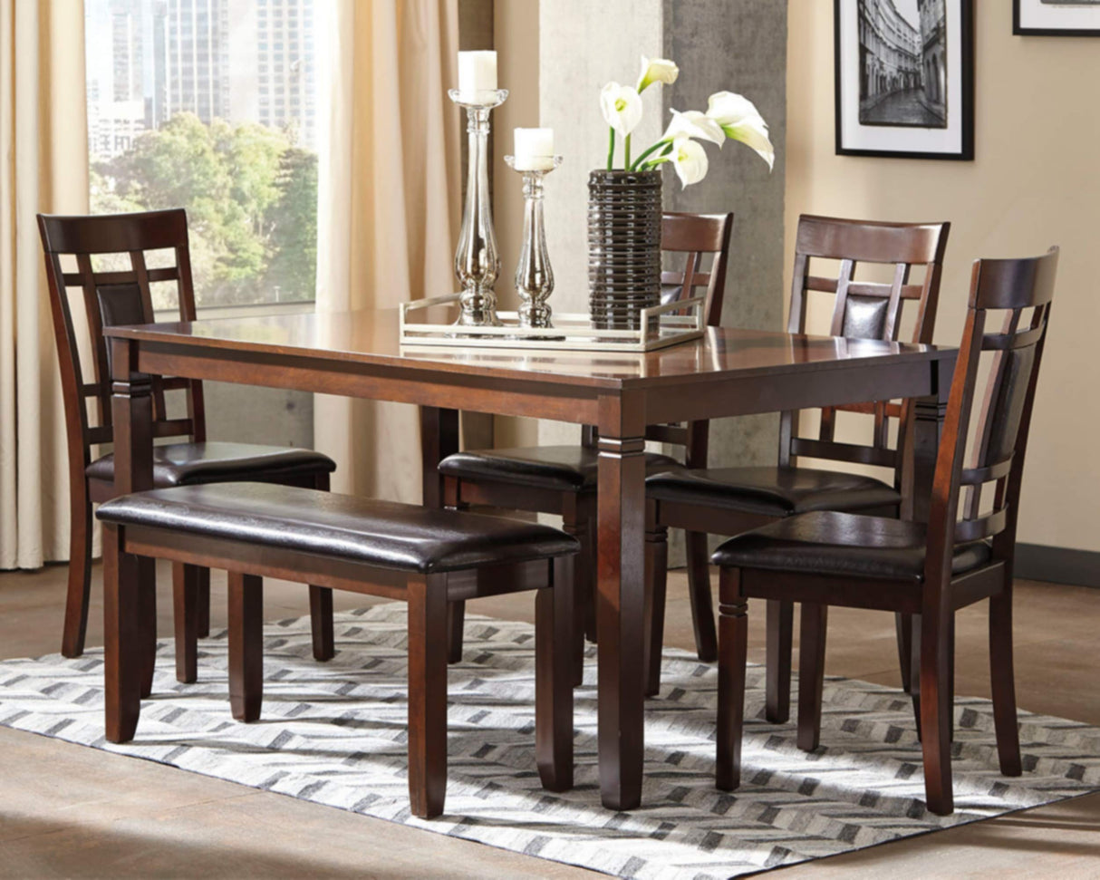 Signature Design by Ashley Bennox Dining Room Set, Includes Table, 4 18" Chairs & Bench, Brown Signature Design by Ashley