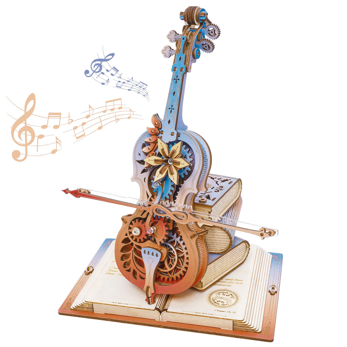 ROKR 3D Puzzles for Adults, Wooden Music Boxes-Cello, Model Kits for Adults, DIY Building Sets for Kids, Birthday Gifts Hobbies for Women Men ROKR