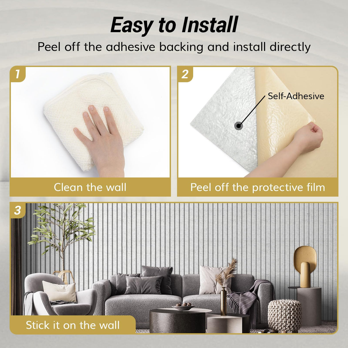 TONOR 4-Pack Bilayer Acoustic Panels Large Self-adhesive, 47.2” * 23.6” * 0.72” Adhesive Wall Panel, Large Soundproof Tiles for Echo Absorbtion, Acoustical Barrier of Polyester Fiber, Grey TONOR