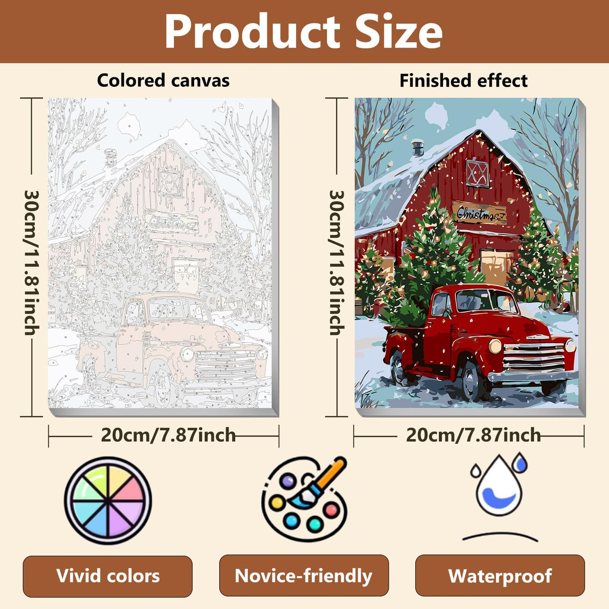 Reivworl 3 Pack Framed Paint by Numbers for Adults with Wooden Easel, Christmas Paint by Numbers Kit for Adults Beginner, Acrylic Painting by Number for Home Decor 8X12 Inch Reivworl