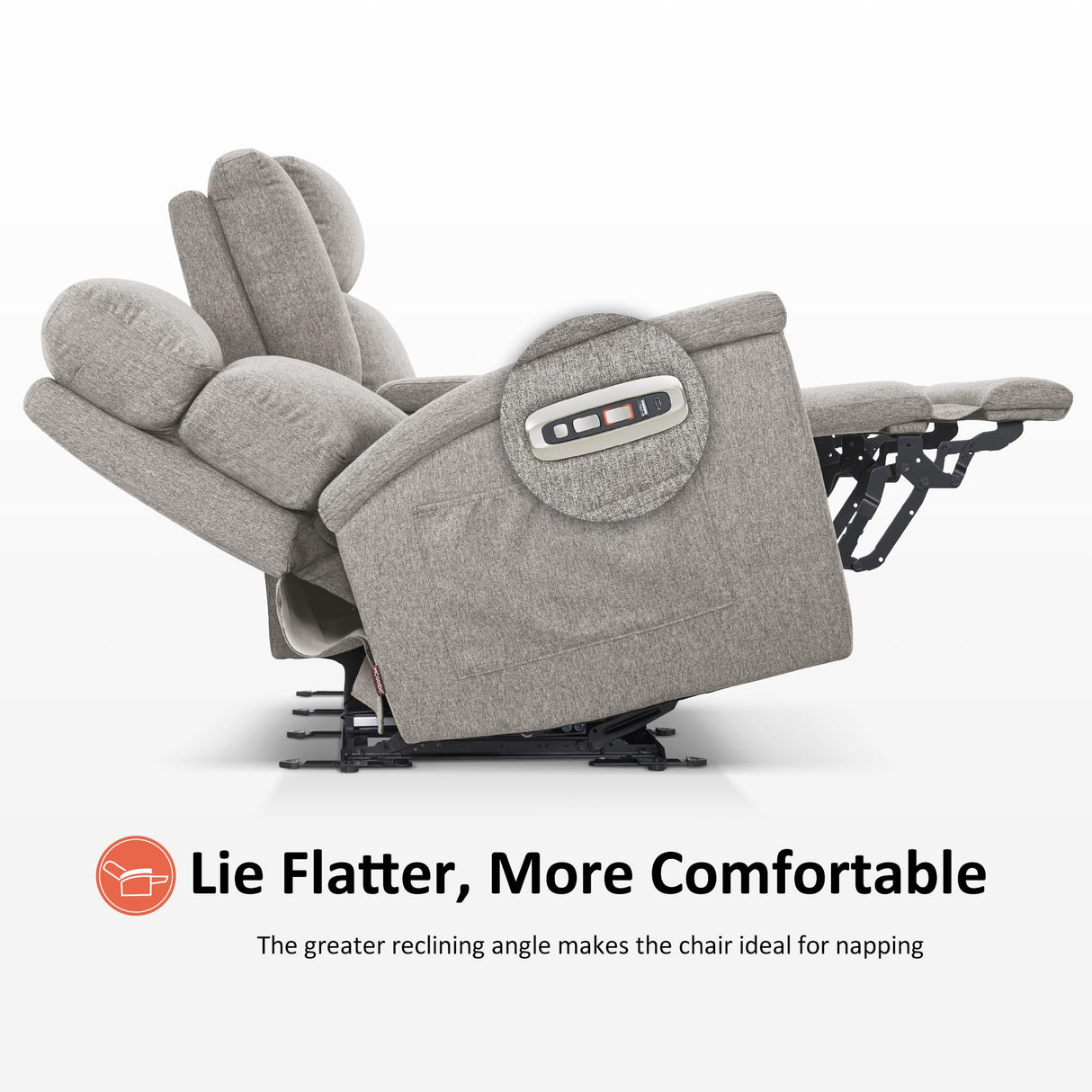 MCombo 70.8" Power Loveseat Recliner Sofa with Massage and Dual Heating, Adjustable Headrest, USB & Type C Port for Living Room, Fabric PR606M2 (Mist Grey) MCombo