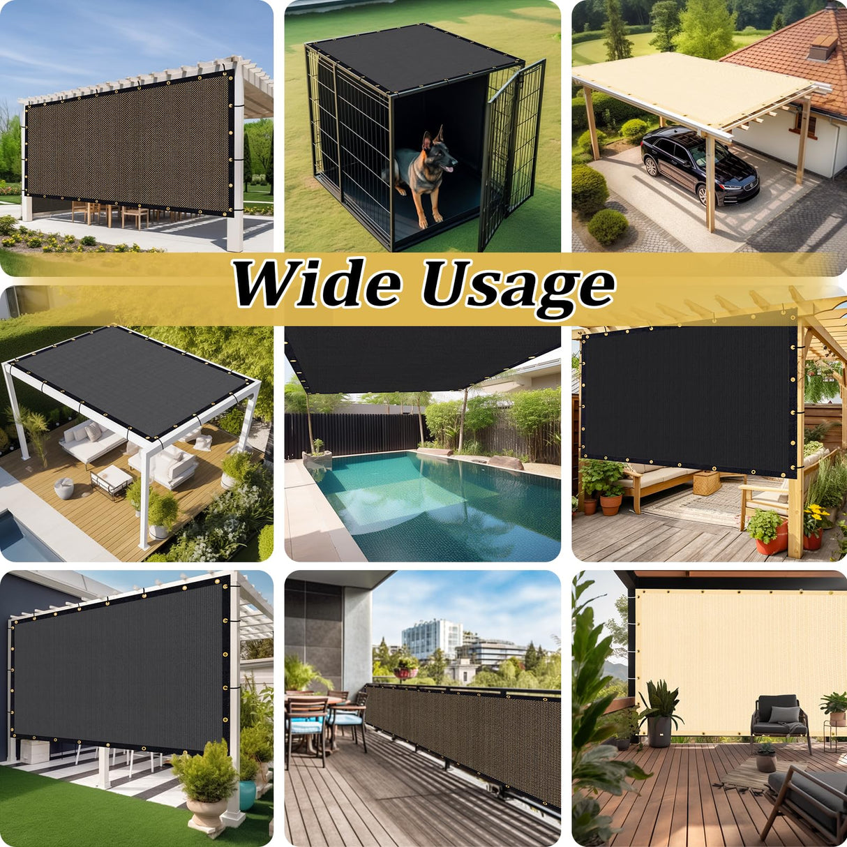 Shade&Beyond Customized Size 8' X 15' Shade Cloth with Grommets, 90% UV Protection UV Protection Mesh Tarp Sun Screens for Patio GN04, Mocha Shade&Beyond