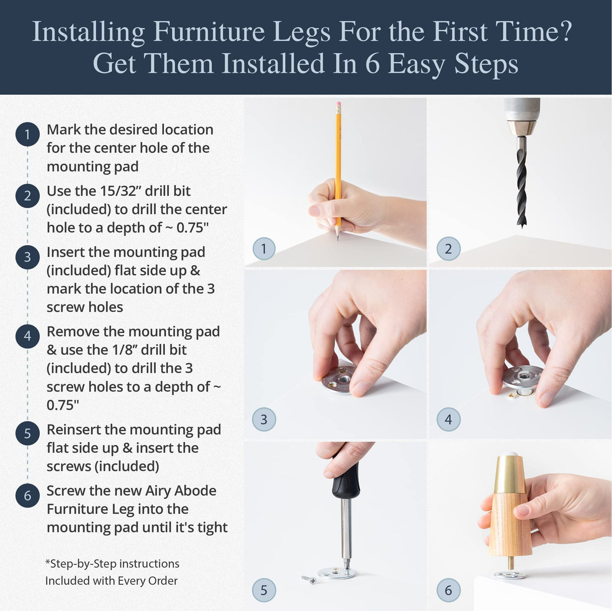 Ash Wood Furniture Legs With Gold Caps - Mid Century Feet For Sofa, Chair, Table, Dresser, Bed, Cabinet, Ottoman - Wood Leg Risers, Easy Install & Includes Installation Hardware - Set of 4, 4 Inches Airy Abode