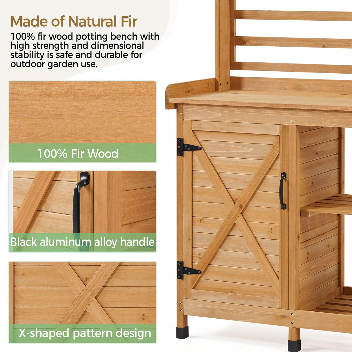 Yaheetech Outdoor Potting Bench, Large Horticulture Work Table Workstation with Storage Cabinet Shelf & Planting Working Console for Patio/Lawn/Garden - Wood Yaheetech