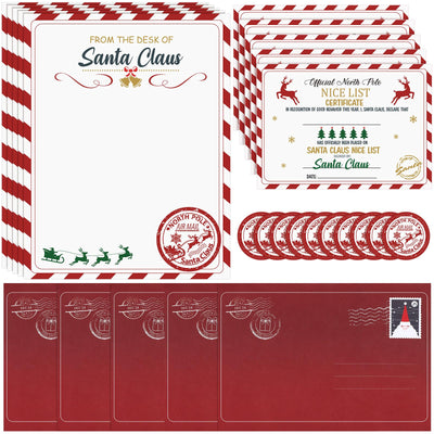 Tinlade 12 Sets Christmas Official Letter and Certificate from Santa Claus Including Nice List Certificate North Pole Writing Letter Christmas Stickers Envelopes for Family(Santa Claus)