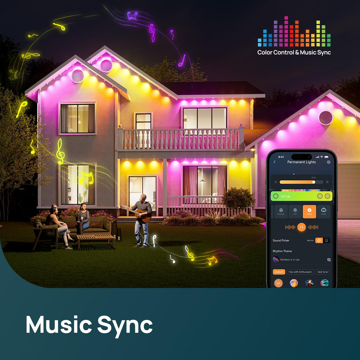 Linkind Permanent Outdoor Lights HP5,Smart AI RGBTW 100ft Christmas Lights, 85 Scenes Modes for Daily Holiday Halloween Decorations,IP67 Waterproof, Works with Alexa,Google Assistant Linkind