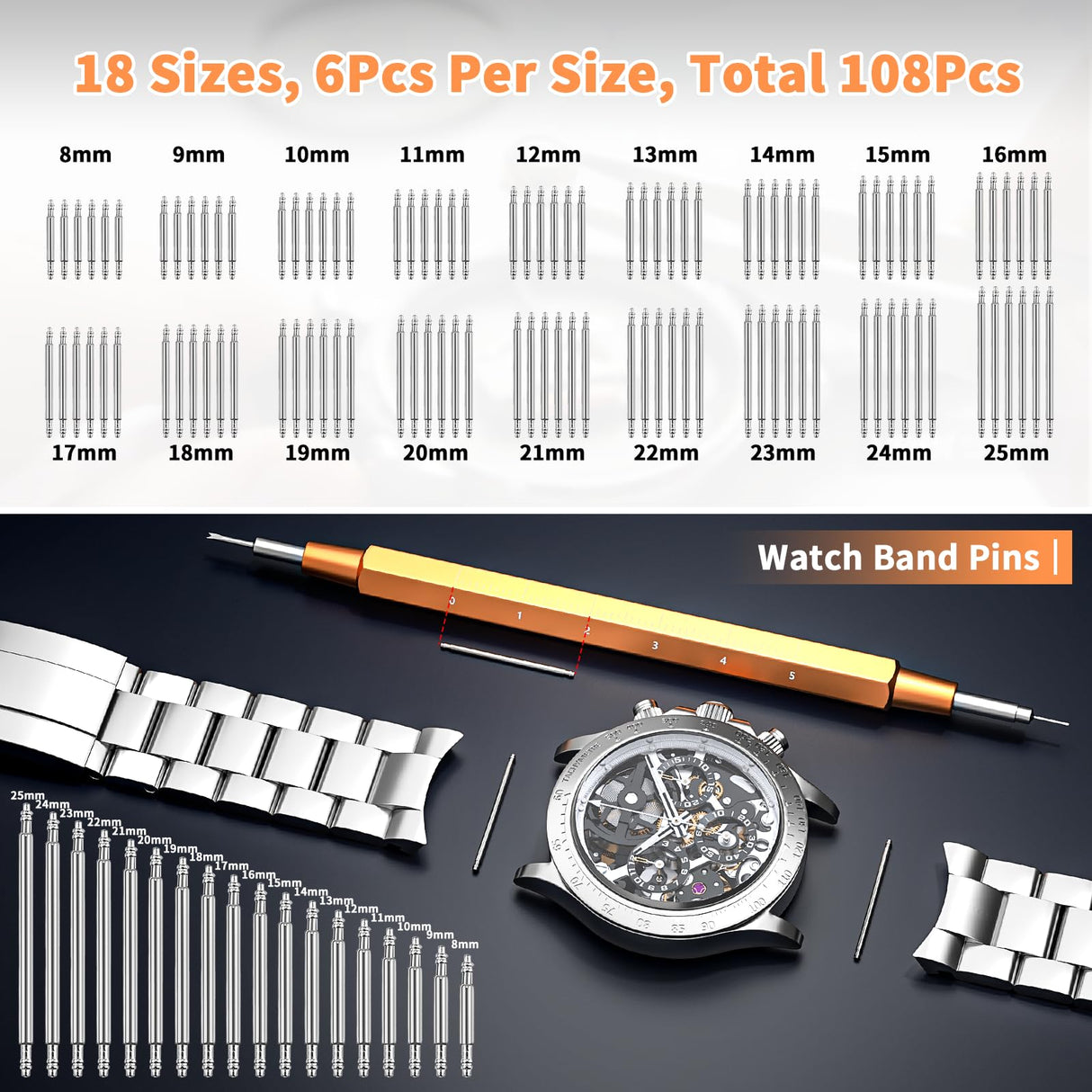 Watch Link Removal Kit, BYNIIUR Watch Repair Kit, Watch Case Opener Spring Bar Tools, Watch Battery Replacement Tool Kit, Watch Band Link Pin Tool Set with Carrying Case and Instruction Manual BYNIIUR