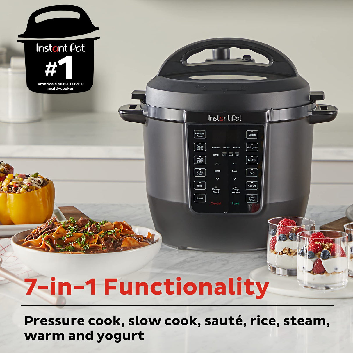 Instant Pot RIO, 7-in-1 Electric Multi-Cooker, Pressure Cooker, Slow Cooker, Rice Cooker, Steamer, Sauté, Yogurt Maker, & Warmer, Includes App With Over 800 Recipes, 6 Quart Instant Pot