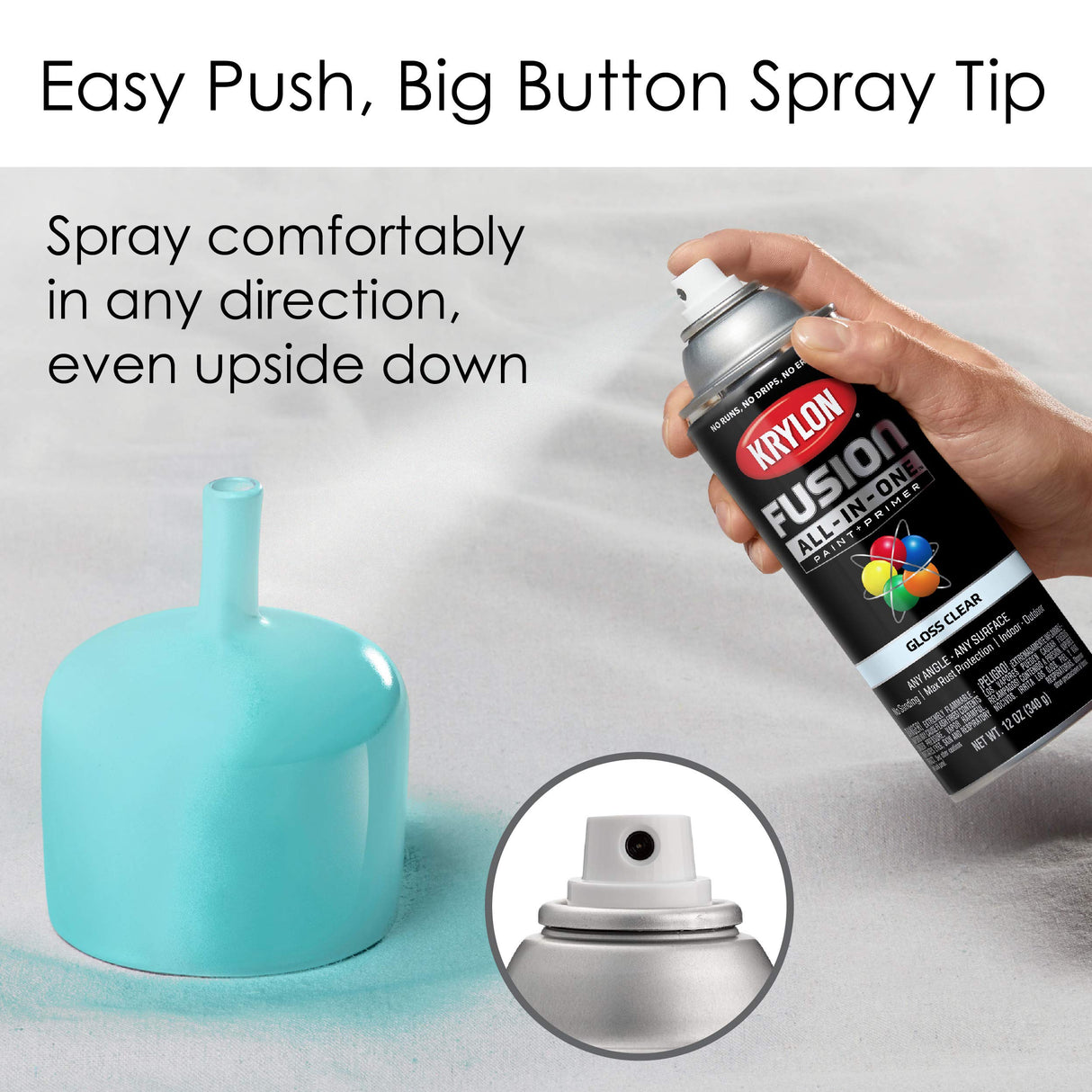 Krylon Fusion All-In-One Adhesive Spray Paint for Indoor/Outdoor Use, 12 oz, Clear Krylon