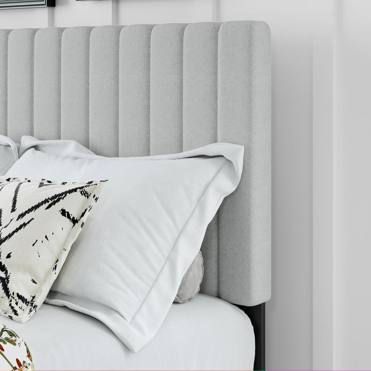 ZZBINUS Twin Size Bed Frame with Adjustable Tufted Headboard – Linen Upholstered Platform Bed, Sturdy Frame & Slats, No Box Spring Needed, Noise-Free, Easy Assembly (Gray, Twin) ZZBINUS