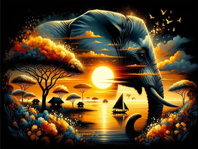 Elephant Diamond Art Kits for Adults, Diamond Painting Kits for Adults, 5D DIY Full Drill Animal Gem Craft Arts Diamond Round Dots Picture for Gifts Home Wall Decor 16" x 12"