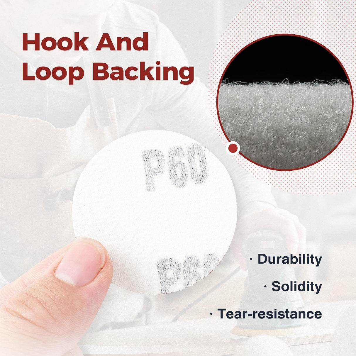 S SATC 100PCS 2 Inch Sanding Disc Hook and Loop Sandpaper 60 Grit Grinder Rotary Tools Attachment Aluminum Oxide Sanding Discs for Woodworking Wood Automotive Metal No-Hole S SATC