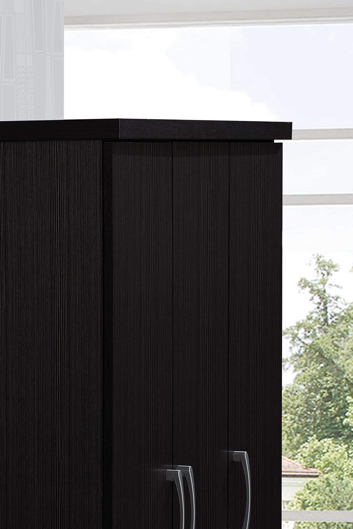 Hodedah 3-Door 2-Drawers, 3-Shelves in Chocolate Bedroom Armoires, 21"D x 36"W x 72"H Hodedah